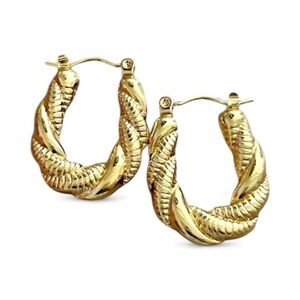 18K Gold Plated Twisted Hoop Earrings-New!